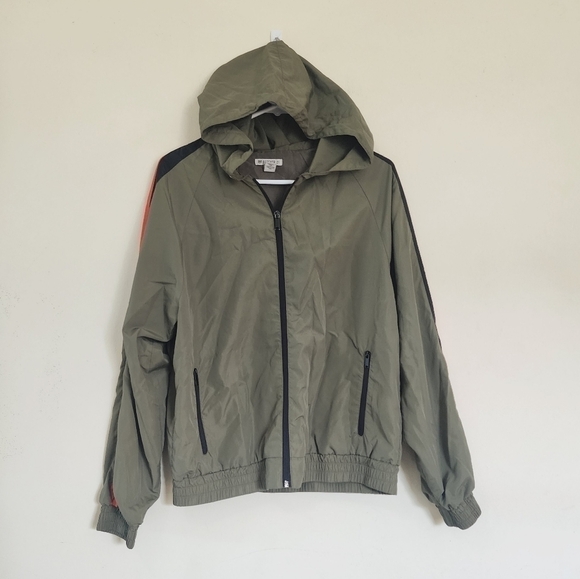 Forever 21 Full Zip Hooded Wind Breaker Jacket in Olive Green size Small - Picture 1 of 5
